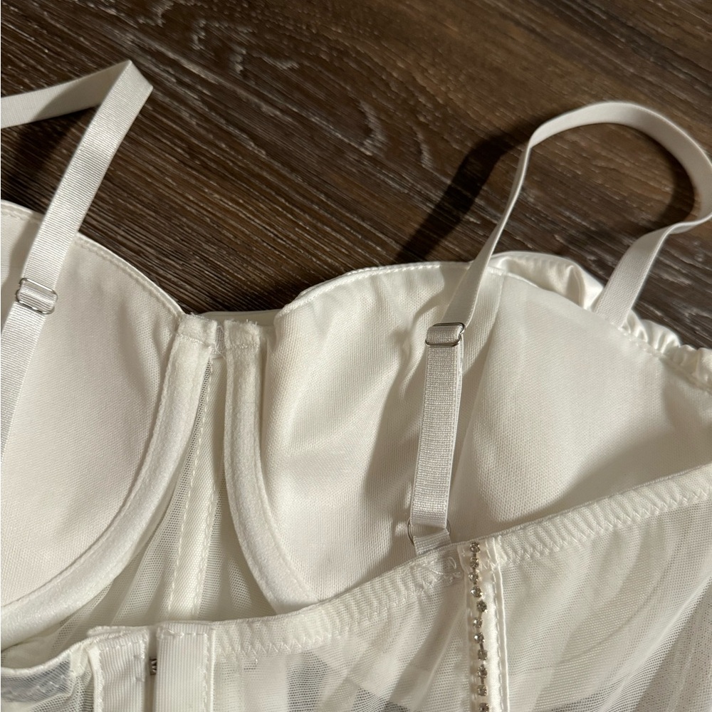 White Rhinestone Bustier top - Picture 7 of 7